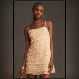 NWT By Anthropologie 3D Floral Embellished Mini Dress sz M